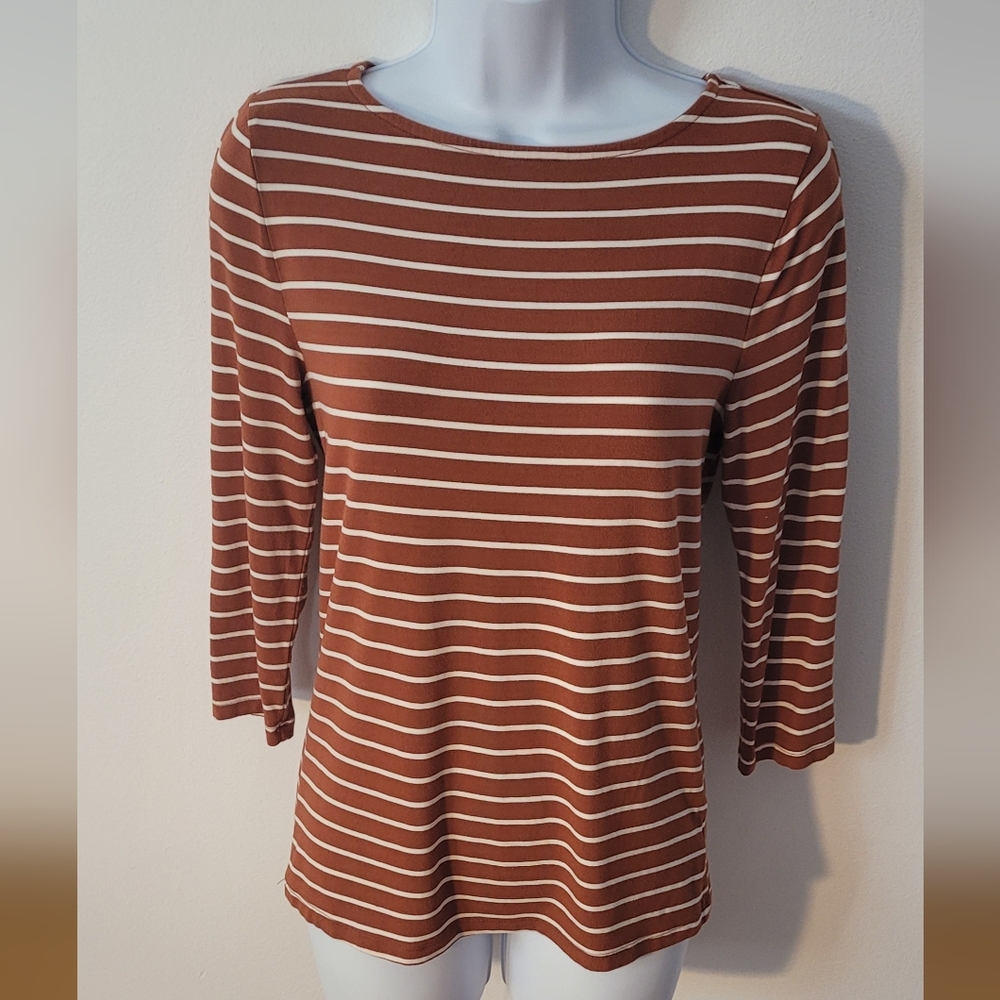 A New Day Burnt Orange Striped Long Sleeve Tshirt in Women's XSmall